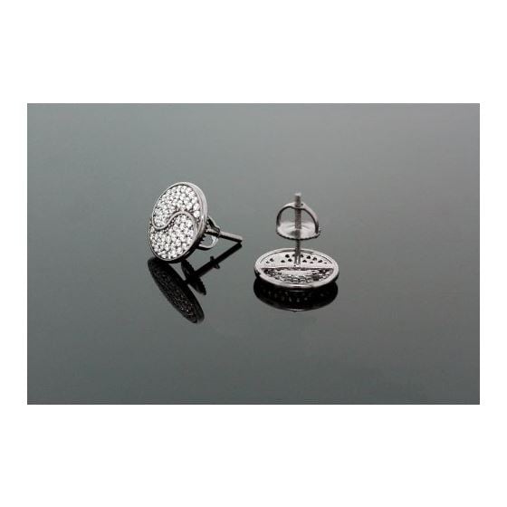 Sterling Silver Unisex Fashion Round Hand Set Stud Earrings ME0219e 2