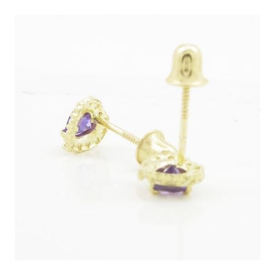 14K Yellow gold Heart cz stud earrings for Children/Kids web255 4