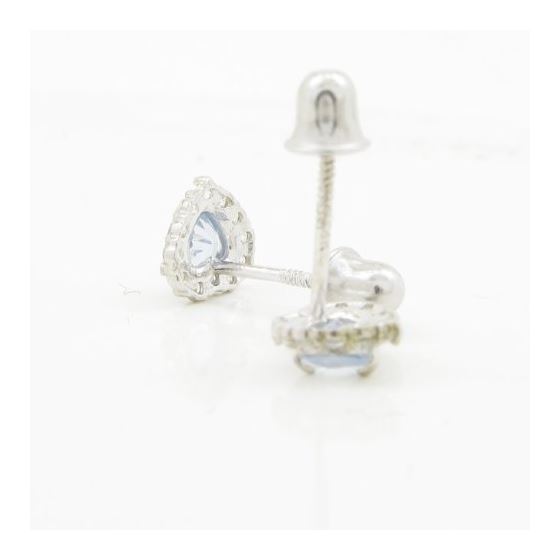 14K White gold Heart cz stud earrings for Children/Kids web242 4