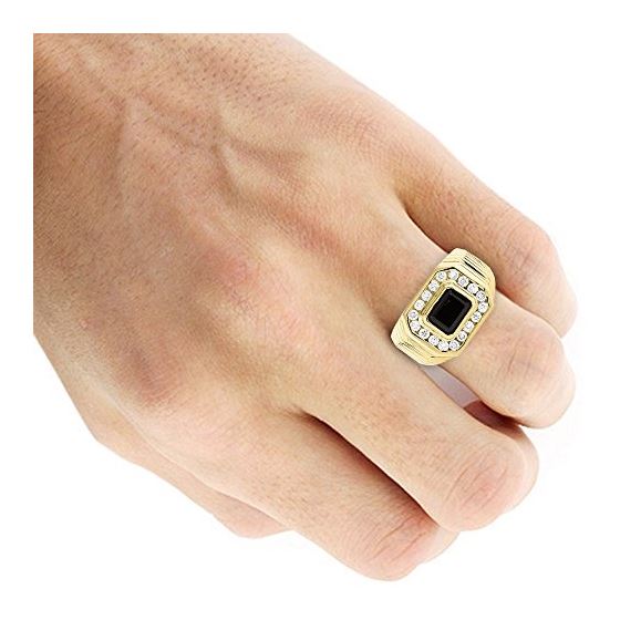 14K Mens Natural Black Onyx 0.7 Ctw Diamond Ring-2