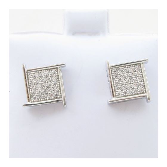 Mens .925 sterling silver White 5 row square earring MLCZ144 3mm thick and 9mm wide Size 2