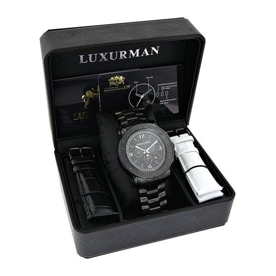 Mens Diamond Black Watch 0.25Ct Oversized Watch-4