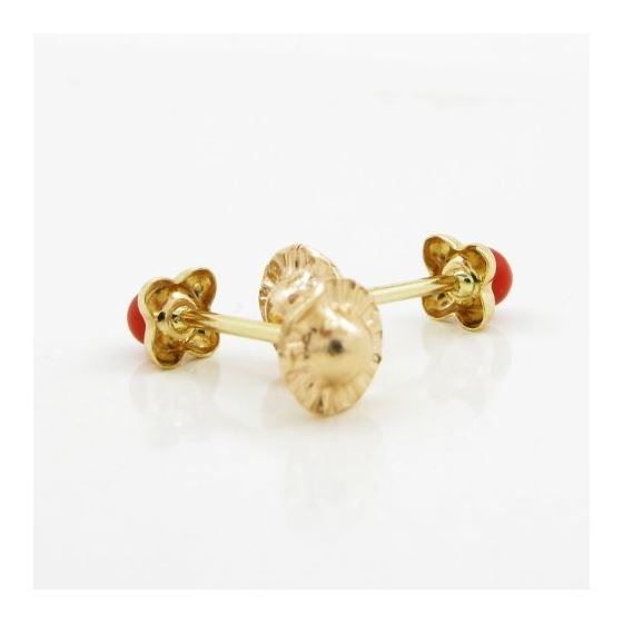 14K Yellow gold Small flower pearl stud earrings for Children/Kids web200 4