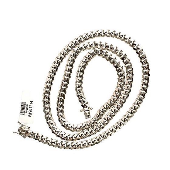 14K WHITE Gold SOLID MIAMI CUBAN Chain - 32 Inches Long 7.8MM Wide 2