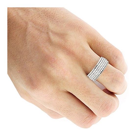 4 Row Mens Pave Set Natural Diamond Wedding 14K-4