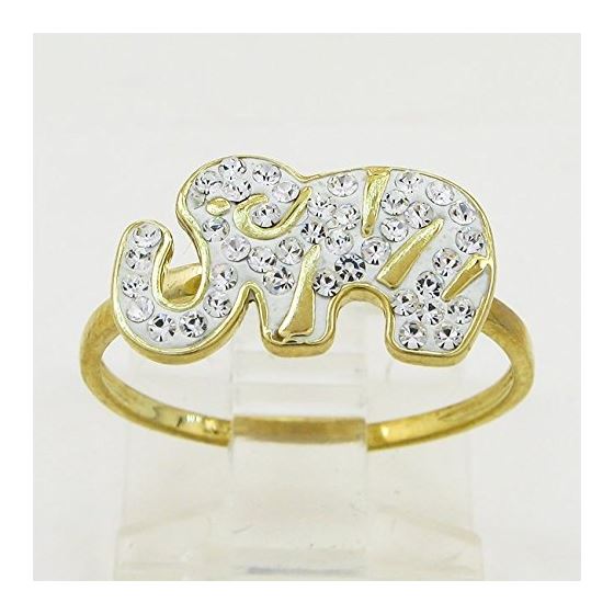 10K Yellow Gold womens elephant ring ASVJ27 2