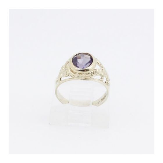 10k Yellow Gold Syntetic purple gemstone ring ajjr59 Size: 2.5 2