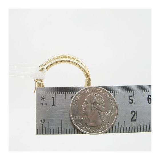10k Yellow Gold earrings Mini diamond cut hoop AGBE45 4
