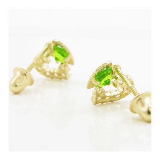 14K Yellow gold Dual heart cz stud earrings for Children/Kids web290 4