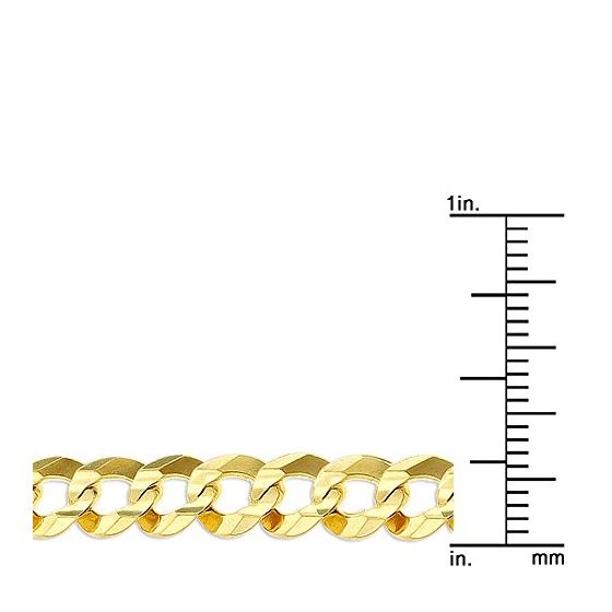 "10K 24"" long Yellow Gold 7mm wide Comfort Curb Cuban Italy Chain Necklace with Lobster Clasp FJ-18