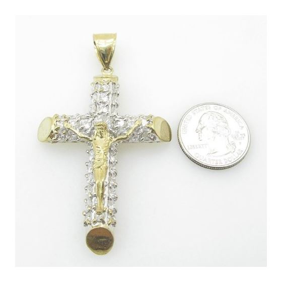 Mens 10K Solid Yellow Gold fully stoned jesus cross Length - 3.00 inches Width - 1.73 inches 4