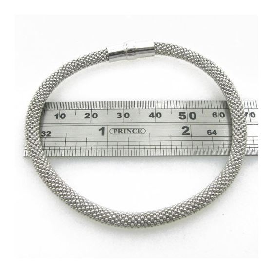 Ladies .925 Italian Sterling Silver white italian popcorn cuff bracelet Diameter - 2.75 inches 4