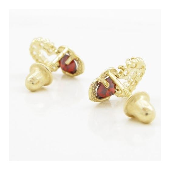 14K Yellow gold Dual heart cz stud earrings for Children/Kids web285 4