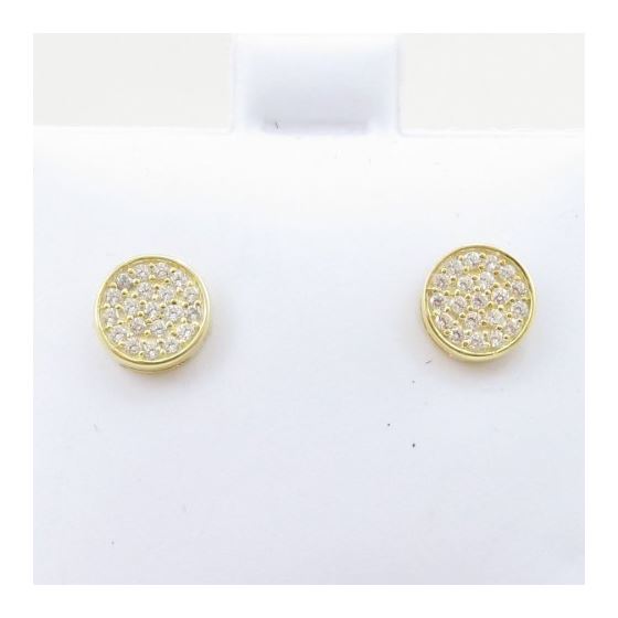 Mens .925 sterling silver Yellow round earring 3 MLCZ236 2mm thick and 7mm wide Size 2