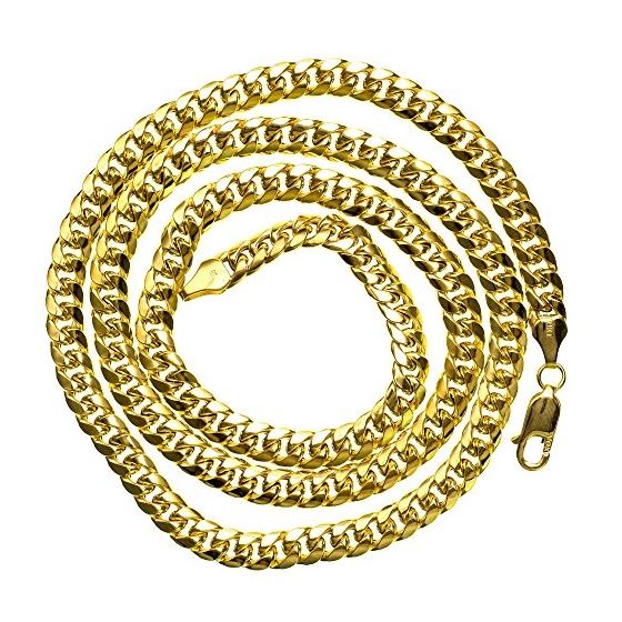 10K YELLOW Gold HOLLOW ITALY CUBAN Chain - 24 Inches Long 6MM Wide 2