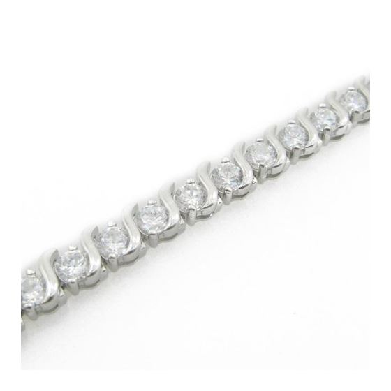 Ladies .925 Italian Sterling Silver round cut fancy cz bracelet Length 4