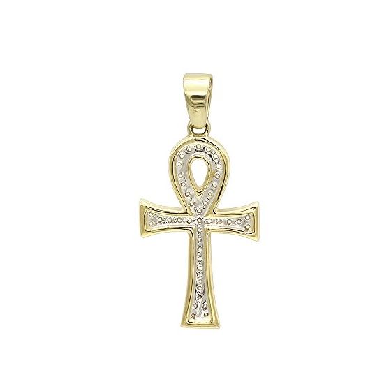 Ladies Solid 14K Gold Mini Diamond Egyptian Ankh-2