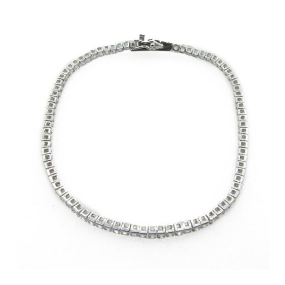 Ladies .925 Italian Sterling Silver princess cut cz bracelet Length - 8 inches Width - 3mm 2