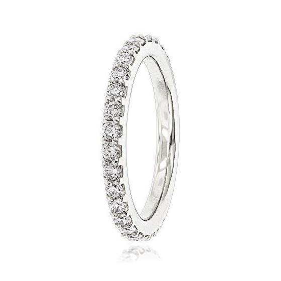 Slim Diamond Platinum Wedding Band For Women Sta-2