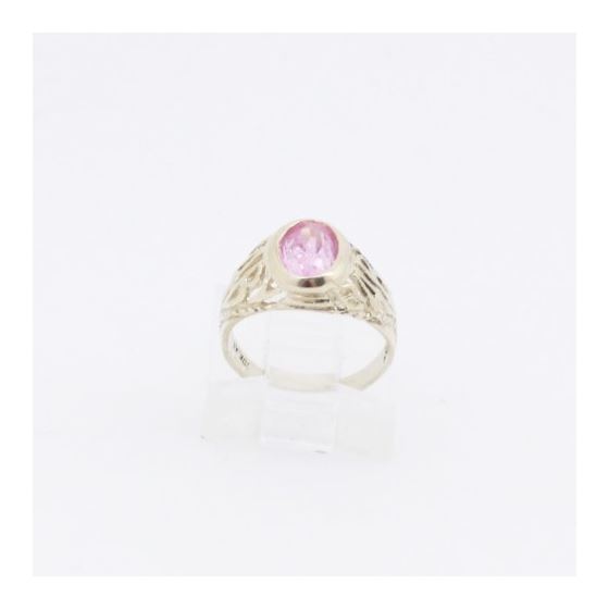 10k Yellow Gold Syntetic pink gemstone ring ajjr65 Size: 2.25 2