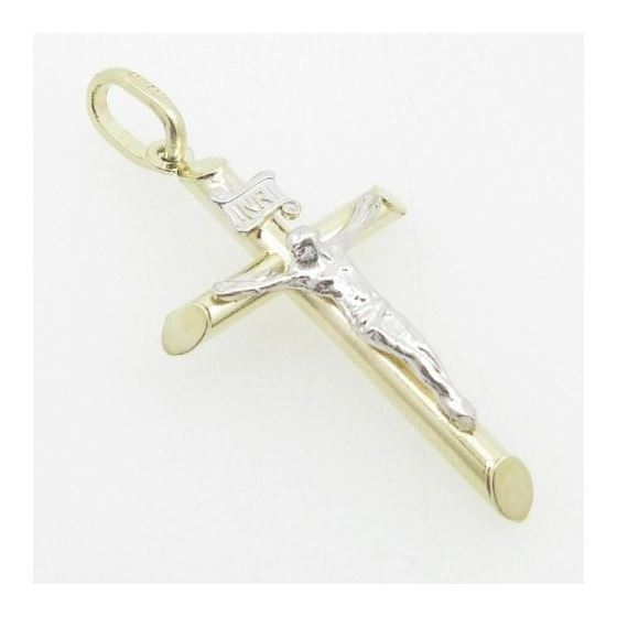 Mens 10K Solid Yellow Gold white jesus cross Length - 1.41 inches Width - 19mm 2