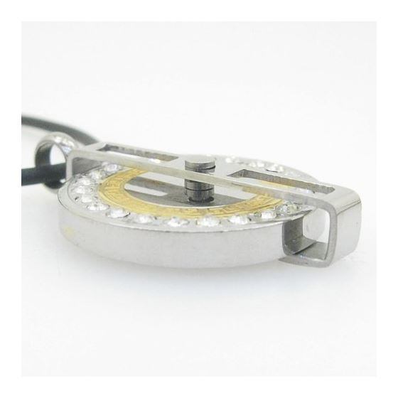 Unisex Genuine Leather Braided Crystal Necklace-2