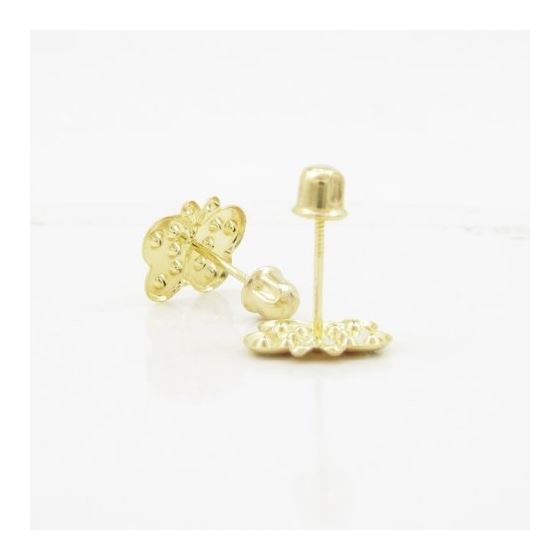 14K Yellow gold Thin butterfly cz stud earrings for Children/Kids web415 4