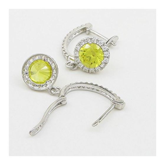 Womens Light yellow cubic zirconia drop cz chandelier earring Silver17 4