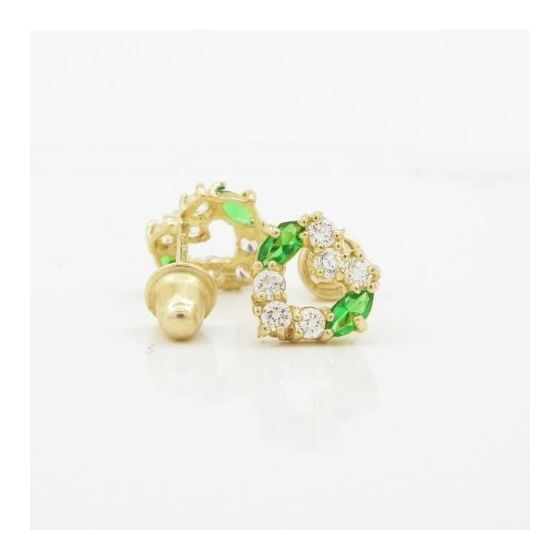 14K Yellow gold Heart fancy cz stud earrings for Children/Kids web432 2