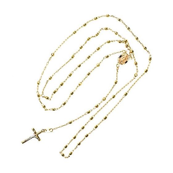 14K YELLOW Gold HOLLOW ROSARY Chain - 28 Inches Long 2.8MM Wide 2