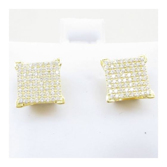 Mens .925 sterling silver Yellow 8 row square earring MLCZ31 5mm thick and 10mm wide Size 2