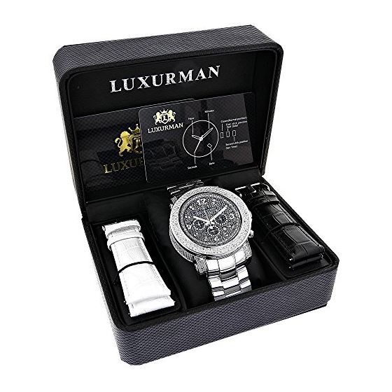 Oversized Diamond Watches: Luxurman Mens Escalade Real Diamond Watch 0.75ct 4