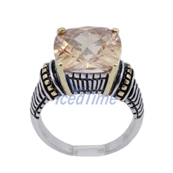 "Ladies .925 Italian Sterling Silver Spring citrine synthetic gemstone ring SAR42 6