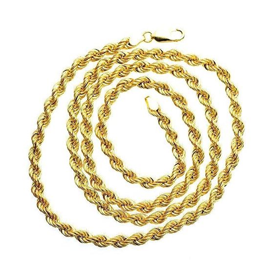 10K YELLOW Gold HOLLOW ROPE Chain - 28 Inches Long 5MM Wide 2