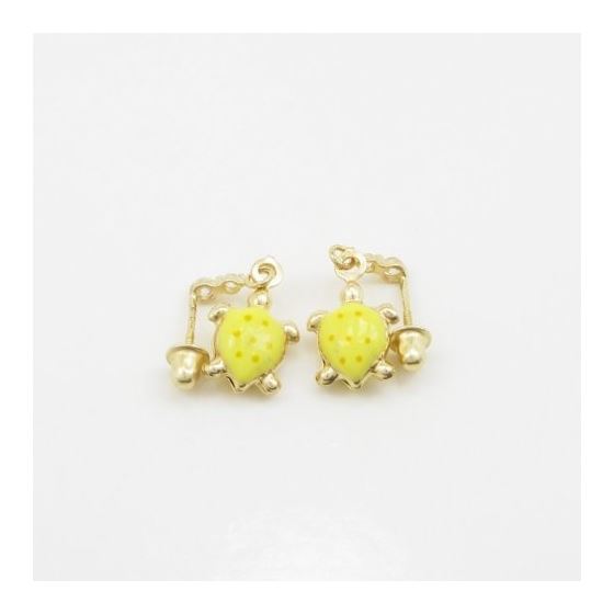 14K Yellow gold Tortoise cz chandelier earrings for Children/Kids web393 4