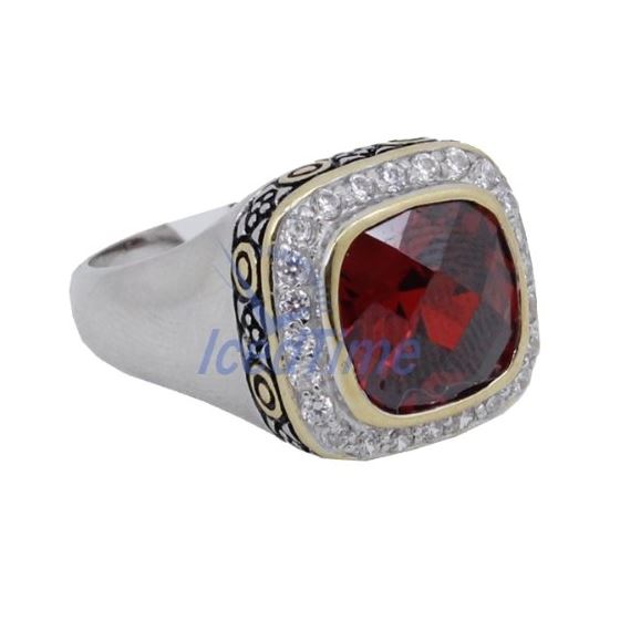 "Ladies .925 Italian Sterling Silver Ruby Red synthetic gemstone ring SAR20 6