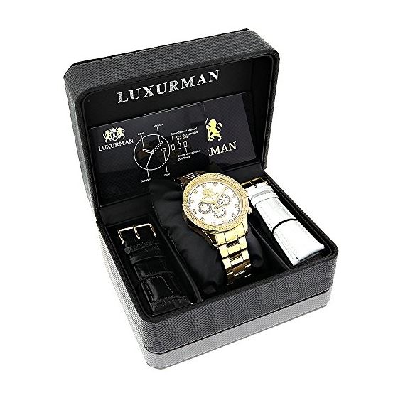 LUXURMAN Diamond Watches For Men 0.2Ct Yellow Go-4