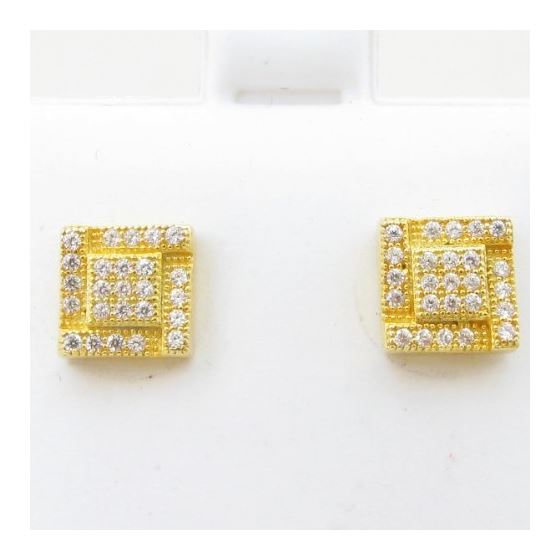 Mens .925 sterling silver Yellow 5 row square earring MLCZ133 4mm thick and 7mm wide Size 2