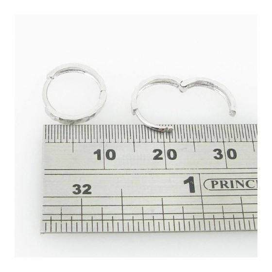 womens bp24 fancy earrings 14K white gold italian ball stud huggie hoop 4