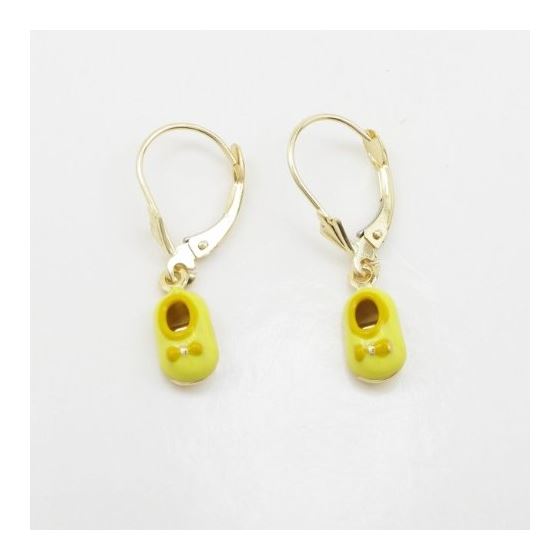 14K Yellow gold Baby shoe chandelier earrings for Children/Kids web472 4