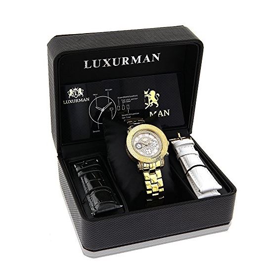 Ladies Luxurman Diamond Watch 0.30 ct Yellow Gold Plated Stainless Steel Band 4