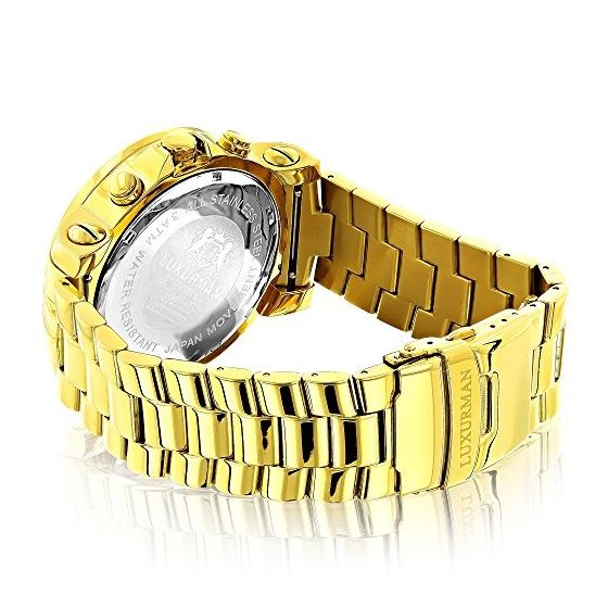 Large Diamond Bezel Watch For Men Yellow Gold Pl-2