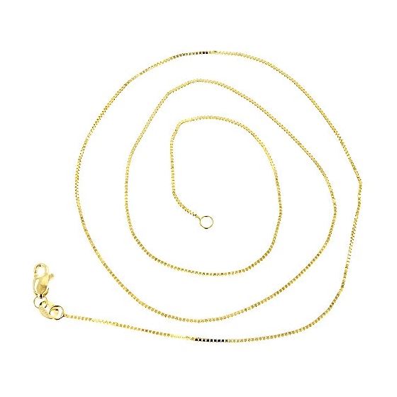 10K YELLOW Gold SOLID BOX CHAIN Chain - 18 Inches Long 0.8MM Wide with Lobster Clasp 2