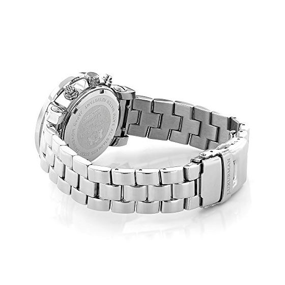 Ladies Genuine Diamond Watch by LUXURMAN 0.3ct Black MOP Chronograph Steel Band 2