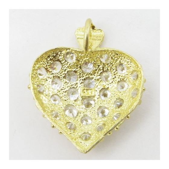 Womens 10k Yellow gold White gemstone heart charm EGP85 4