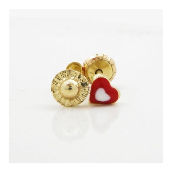 14K Yellow gold Simple heart stud earrings for Children/Kids web144 2