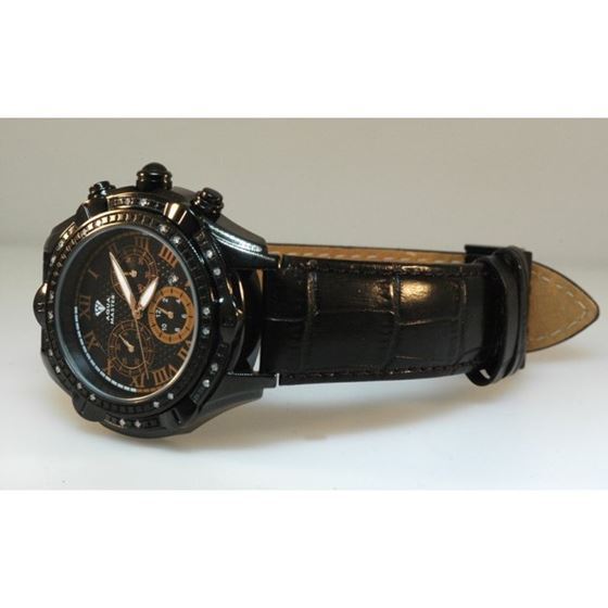 Aqua Master Mens Diamond Black PVD case watch 0.15ctw Orange Dial 2