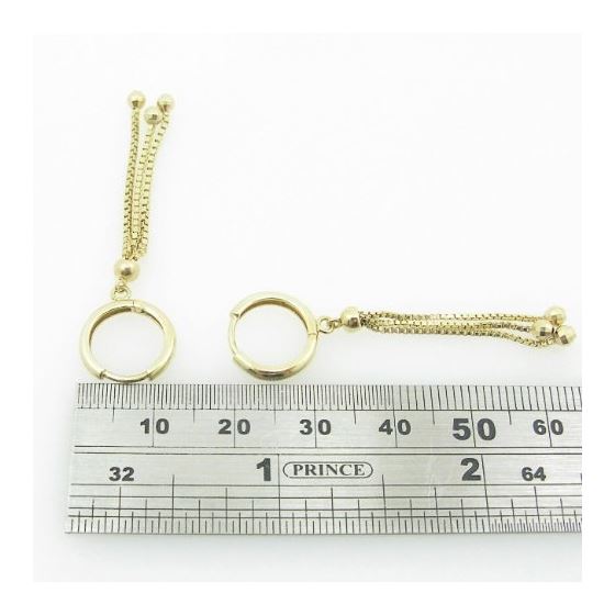 womens bp88 fancy earrings 14K yellow gold italian ball stud huggie hoop 4