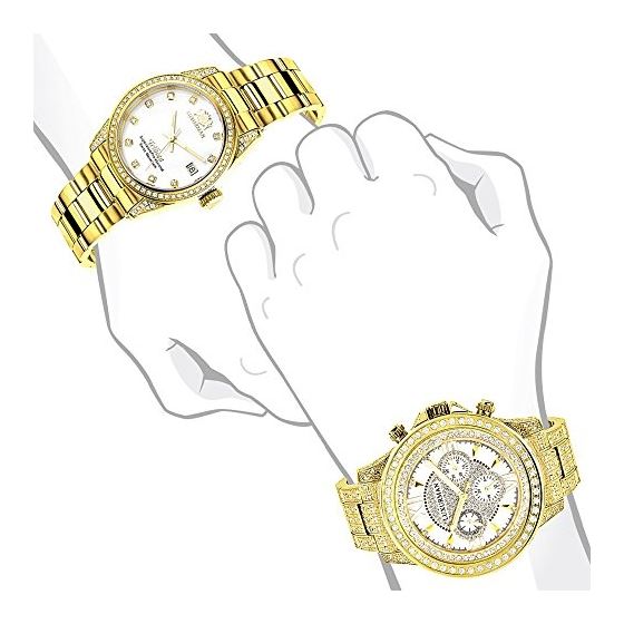 His And Hers Watches: Yellow Gold Plated Diamond-4