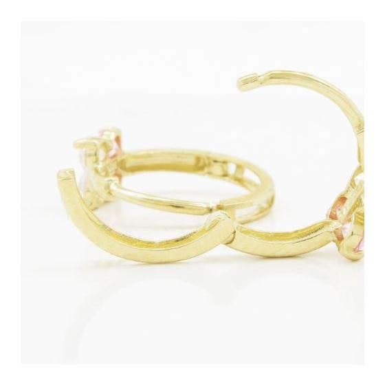 14K Yellow gold Fower cz hoop earrings for Children/Kids web307 4